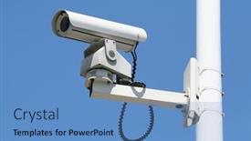  Presentation with security camera - Presentation theme having security-camera-in-the-sky background and a teal colored foreground