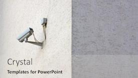  Presentation with building security - Presentation theme with security-camera-on-sunlit-building background and a  colored foreground