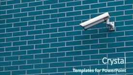  Presentation with building security - PPT layouts consisting of security camera on the brick background and a ocean colored foreground