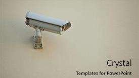  Presentation with building security - Slide deck with security camera on wall background and a light gray colored foreground