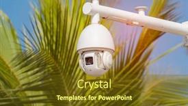  Presentation with security camera - PPT theme with security-camera-record-video background and a tawny brown colored foreground