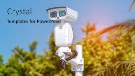  Presentation with camera security - Colorful slide set enhanced with security-camera-record-video backdrop and a light blue colored foreground