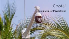  Presentation with security camera - Amazing slide set having security-camera-record-video backdrop and a light blue colored foreground