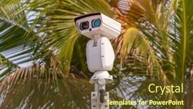  Presentation with camera security - Colorful presentation design enhanced with security-camera-record-video backdrop and a tawny brown colored foreground