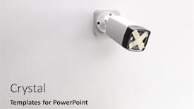  Presentation with security camera - PPT theme consisting of security-camera-with-a-strap background and a light gray colored foreground