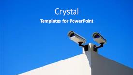  Presentation with building security - Slide set having security-cameras-on-a-white background and a cobalt blue colored foreground