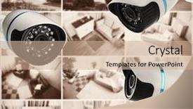  Presentation with home security camera - Presentation theme enhanced with home home security system background and a coral colored foreground