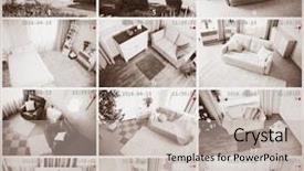  Presentation with home security camera - Cool new slides with security cctv camera in home backdrop and a mint green colored foreground