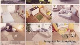  Presentation with home security camera - PPT layouts featuring security cctv camera in home background and a coral colored foreground