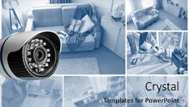  Presentation with home security camera - Theme featuring security cctv camera in home background and a light blue colored foreground