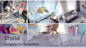  Presentation with home security camera - PPT theme featuring security cctv camera in home background and a light gray colored foreground