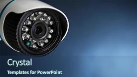  Presentation with cctv camera - Colorful slides enhanced with security cctv camera on blue backdrop and a ocean colored foreground