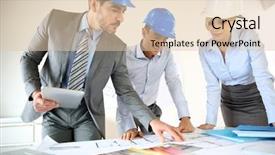  Presentation with architects - Slide set having security company - team of architects presenting construction background and a lemonade colored foreground