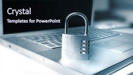  Presentation with systems - Colorful slide deck enhanced with online safety - laptop and padlock backdrop and a wine colored foreground