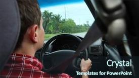 Presentation with seat belt in car safety - Presentation theme having security dashboard - young man sitting inside background and a wine colored foreground
