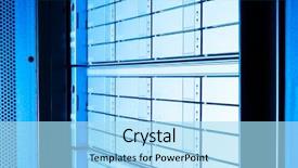  Presentation with data center - Cool new slide set with security door - hardware in internet data center backdrop and a light blue colored foreground