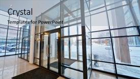  Presentation with reception hall - Audience pleasing PPT theme consisting of security door - view from reception hall backdrop and a light blue colored foreground