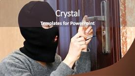  Presentation with security door lock - Presentation theme consisting of security door lock - burglar breaking into house background and a dark gray colored foreground