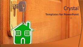  Presentation with security door lock - Audience pleasing slides consisting of security door lock - symbol of the house backdrop and a gold colored foreground