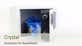  Presentation with safe - PPT layouts having security firms - present in a safe background and a sky blue colored foreground