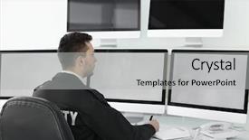  Presentation with surveillance - Presentation design featuring security guard in surveillance room background and a light gray colored foreground