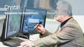  Presentation with security officer - Slide set enhanced with security guard officer watching video background and a seafoam green colored foreground