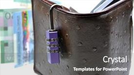  Presentation with unlock - Slide deck having security guard sales - abstract unlock your wallet background and a dark gray colored foreground