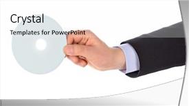  Presentation with security guard - Audience pleasing slides consisting of security guard sales - hand holding cd backdrop and a white colored foreground