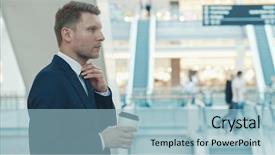  Presentation with coffee - Colorful presentation theme enhanced with security guard sales - young businessman with coffee backdrop and a  colored foreground