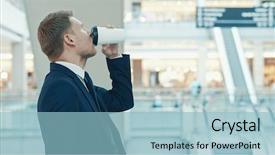  Presentation with coffee - Theme featuring security guard sales - young man drinking coffee background and a  colored foreground