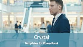  Presentation with coffee - Presentation theme enhanced with security guard sales - young smiling businessman with coffee background and a  colored foreground