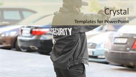  Presentation with security guard - PPT theme featuring security guard taking aim outdoors background and a  colored foreground