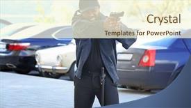  Presentation with security guard - Slide set featuring security guard taking aim outdoors background and a  colored foreground