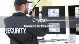  Presentation with security guard - PPT theme with security guard using radio transmitter background and a gray colored foreground