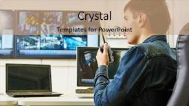 Presentation with security guard - PPT theme having security guard watching video monitoring background and a  colored foreground