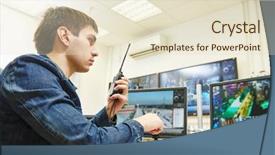  Presentation with security guard - Colorful PPT layouts enhanced with security guard watching video monitoring backdrop and a lemonade colored foreground