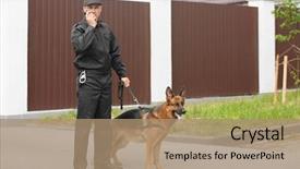  Presentation with security guard - Presentation with security guard with dog outdoors background and a coral colored foreground