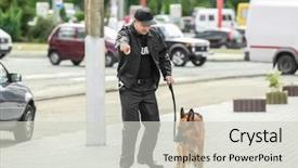  Presentation with security guard - Presentation enhanced with security guard with dog outdoors background and a light gray colored foreground