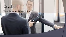  Presentation with airport security - PPT layouts enhanced with security guard with metal detector background and a soft green colored foreground