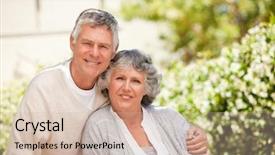  Presentation with health security - Cool new presentation design with security health people - retired couple looking backdrop and a soft green colored foreground