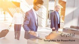  Presentation with access - Presentation featuring security-in-the-office-through background and a coral colored foreground