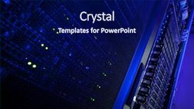  Presentation with data center - Slide deck with security internet - server rack cluster background and a navy blue colored foreground