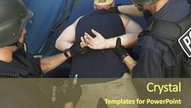  Presentation with enforcement - Cool new slide deck with security law enforcement - high angle view of policeman backdrop and a violet colored foreground