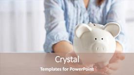  Presentation with banking bank vault door - Slide deck enhanced with security loan - woman holding piggy bank closeup background and a coral colored foreground