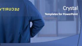  Presentation with man door - Slide set consisting of security man outside blue background background and a ocean colored foreground