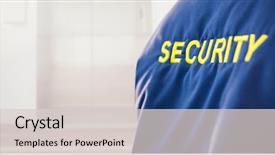  Presentation with man door - Theme having security man outside bright background background and a light gray colored foreground