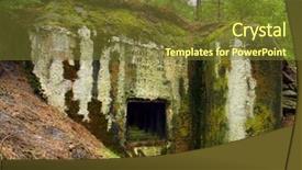  Presentation with village river forest - Presentation with security memorial - old czech bunker part background and a tawny brown colored foreground