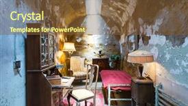  Presentation with jail - Cool new PPT theme with security memorial - old jail cell with furniture backdrop and a tawny brown colored foreground