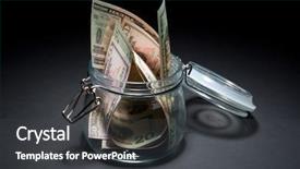  Presentation with security - Audience pleasing PPT layouts consisting of security money - dollars in glass jar backdrop and a dark gray colored foreground