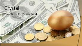  Presentation with gold egg - Audience pleasing slides consisting of security money - gold egg lying on dollars backdrop and a light gray colored foreground